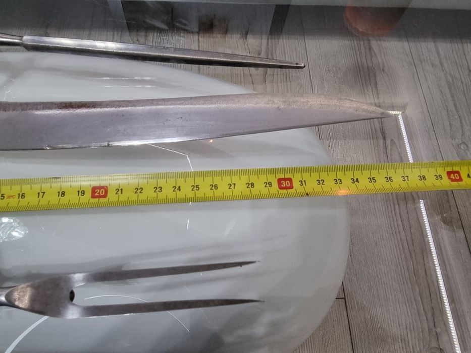 Posrebrzany i sygnowany zestaw sztućców