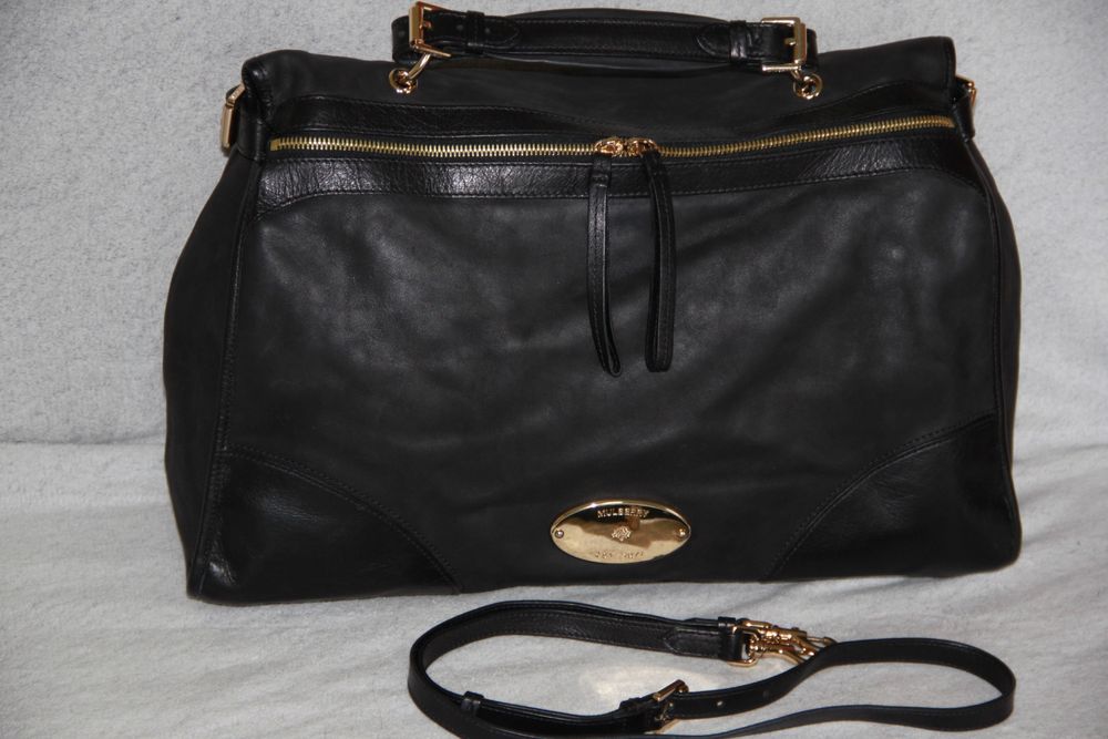 Mulberry Taylor Satchel Black Smooth Leather torebka damska skórzana