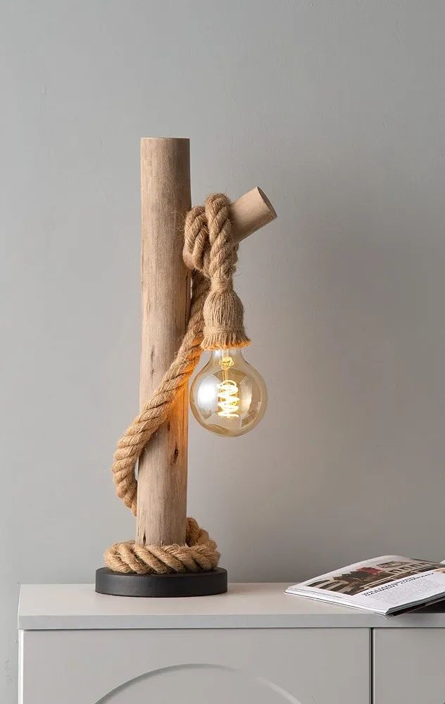 Lampka lampa rustykalna lina 55cm