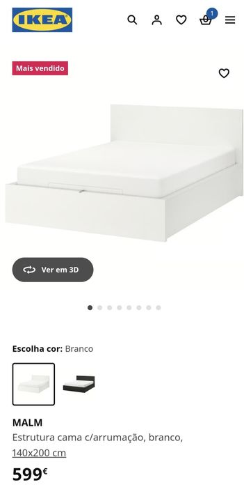 Cama Malm 140x200 c/arrumação