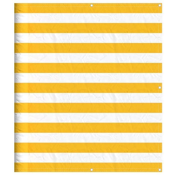 vidaXL Parawan balkonowy w żółte i białe paski 120x1000 cm