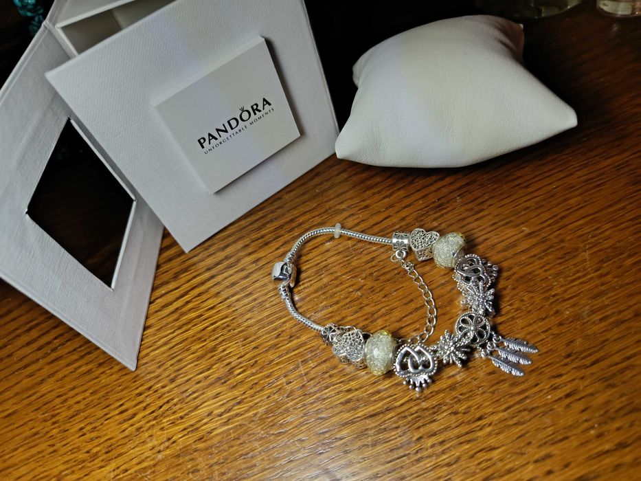 Браслет Pandora с шармами пандора срібло бусина аксессуар украшение