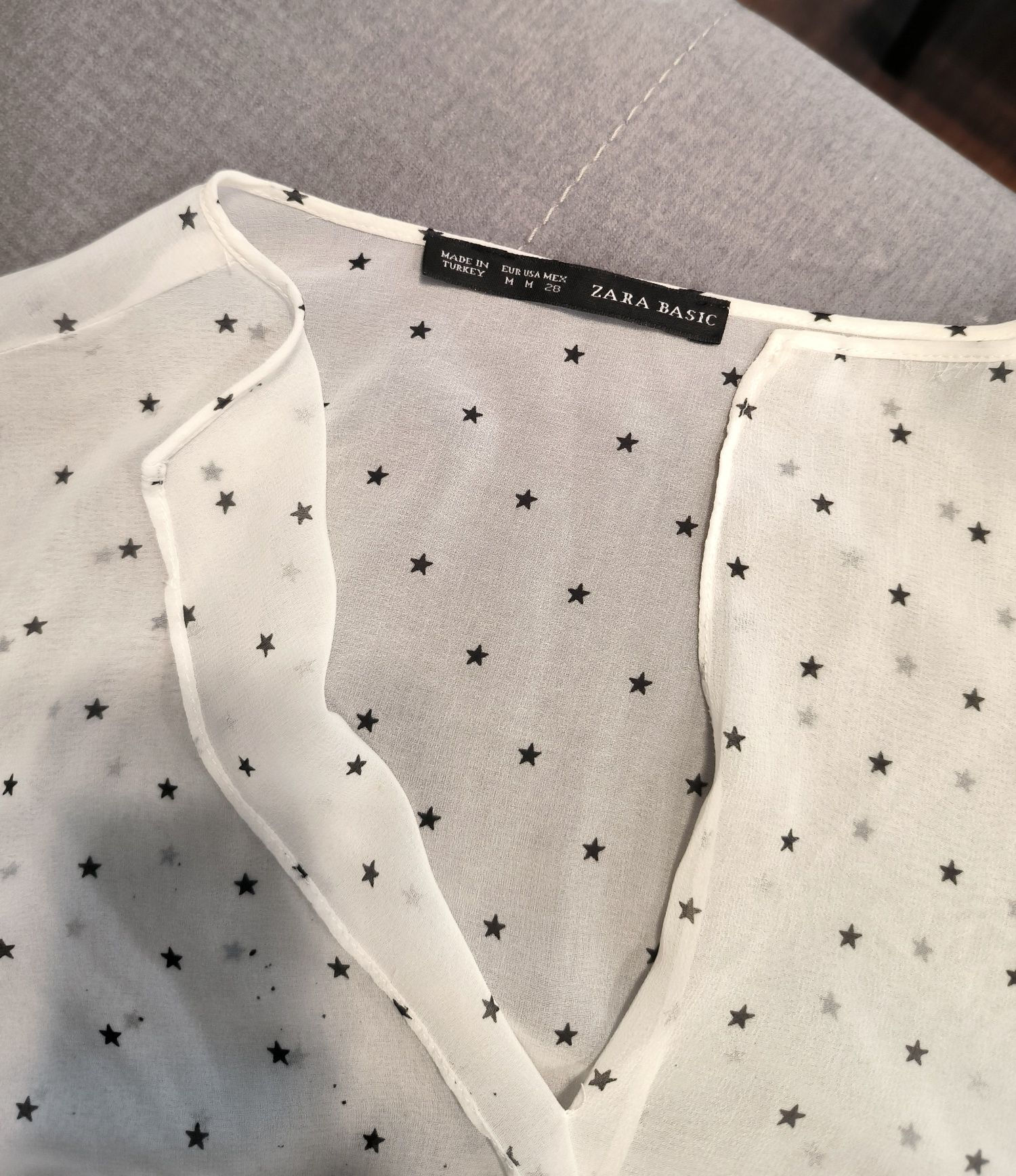 Koszula biała mgiełka Zara w gwiazdki