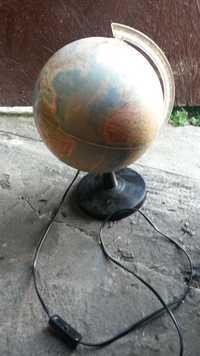 Duży globus światło lampka do wystroju PRL retro klasyk eksponat