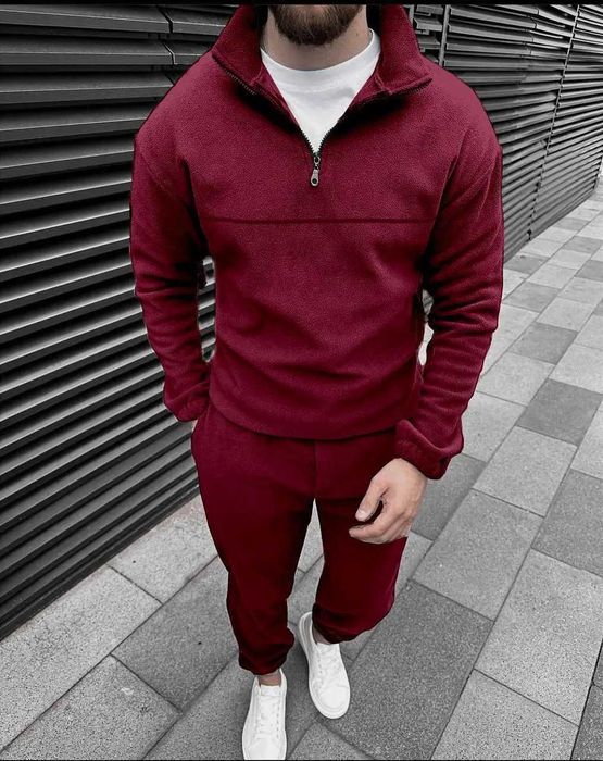 Зимний спортивный костюм мужской плюшевый As толстовка штаны на флисе