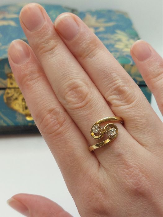 Pierścionek złoto 14k Toi et Moi brylanty 0,18 ct R18 wycen