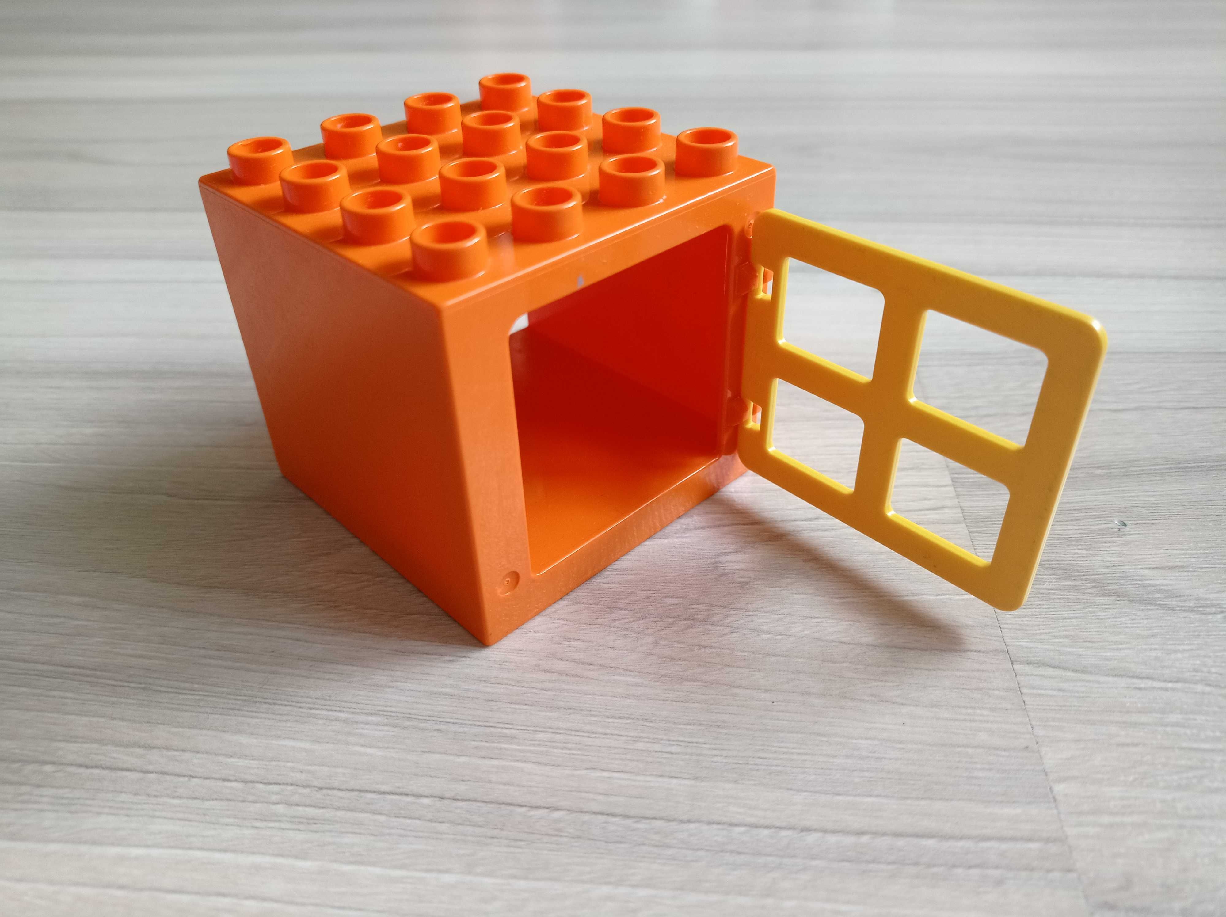 Lego Duplo duże okno 4x4, pomarańczowe okno, żółte okiennice