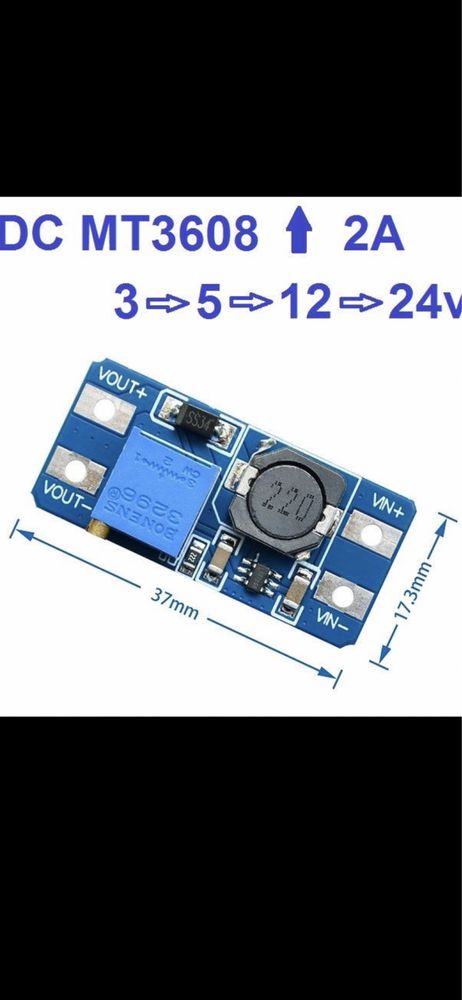 DC-DC підвищуючий перетворювач MT3608 (вхід 2-24В, вихід 5-28В 2A)