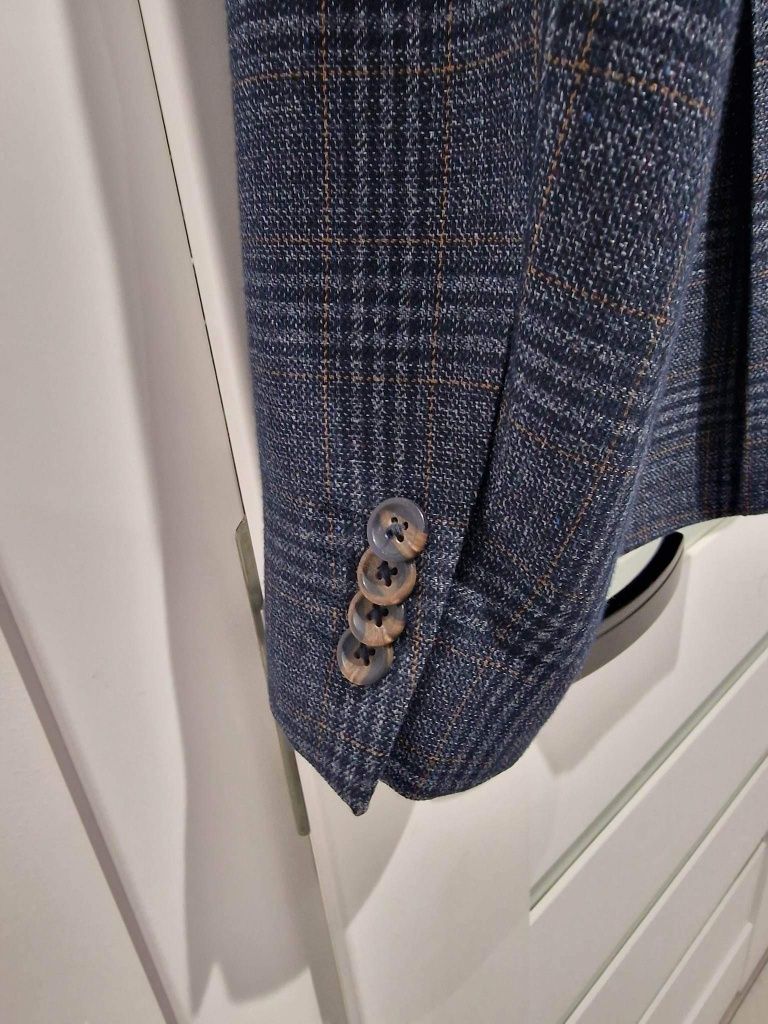 Granatowa marynarka męska w kratę Medicine XL slim fit