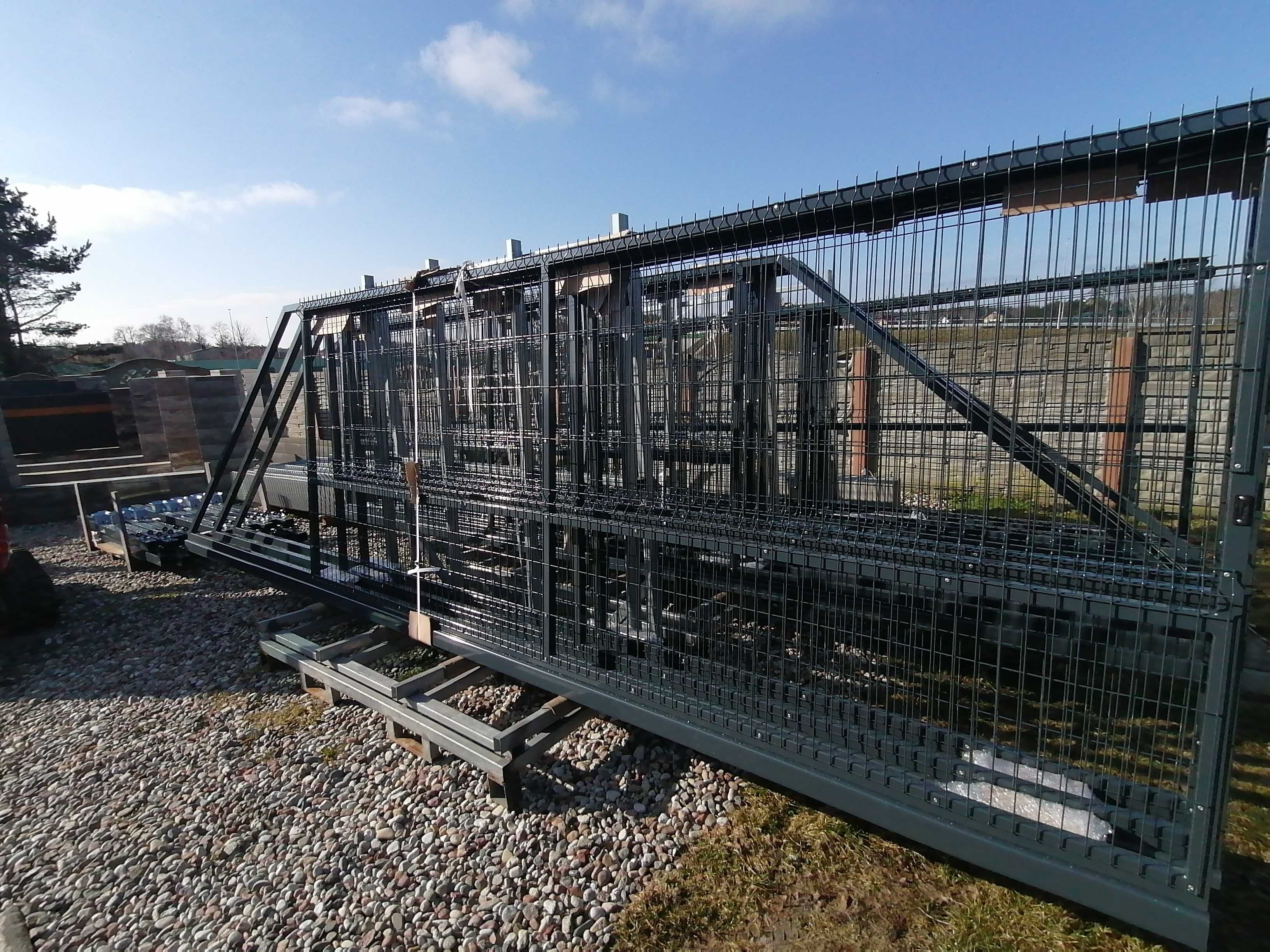 Brama przesuwna 3D 400x173 grafit RAL 7016 ogrodzenie panelowe