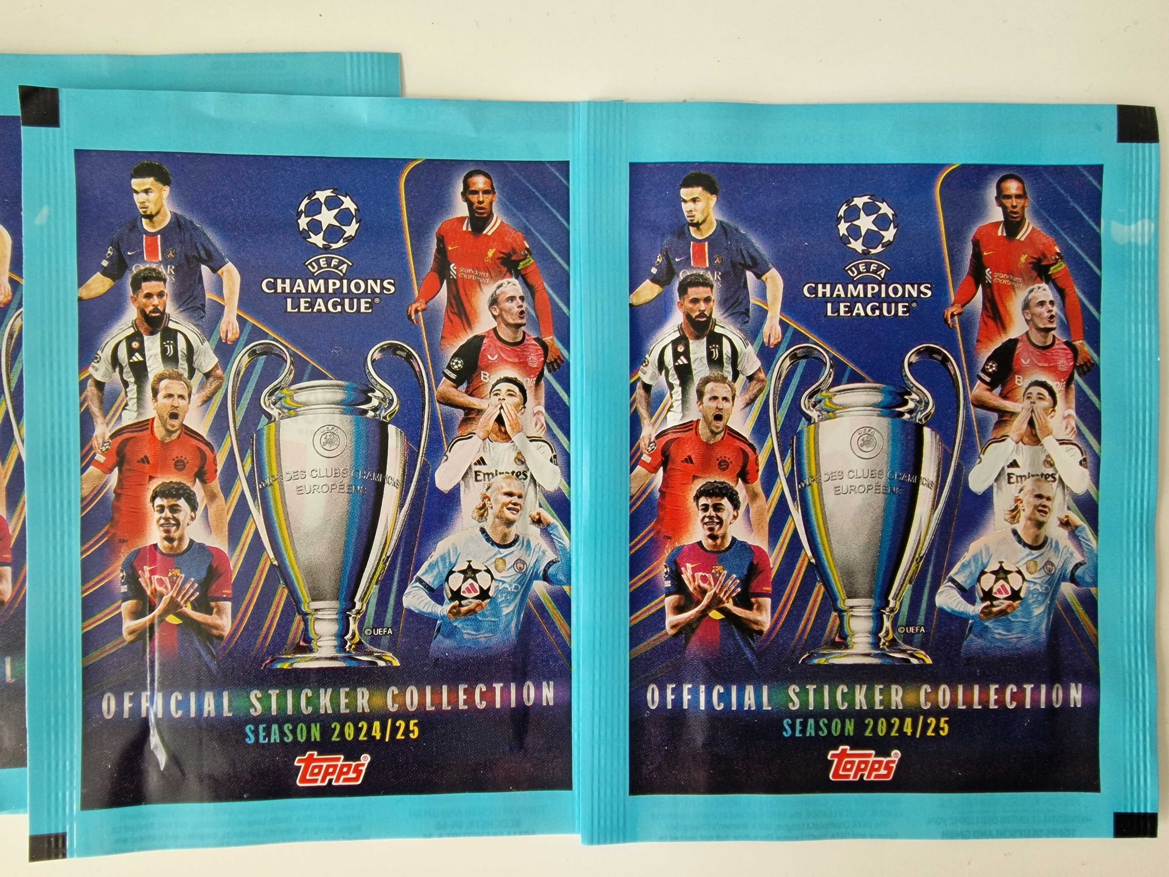 Naklejki 300 szt UEFA CHAMPIONS LEAGUE 2025 saszetki 50 szt