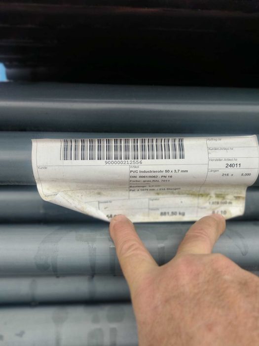 Wyprzedaż PCV Rura ciśnieniowa PVC-U, 75mm i inne srednice 6 bar