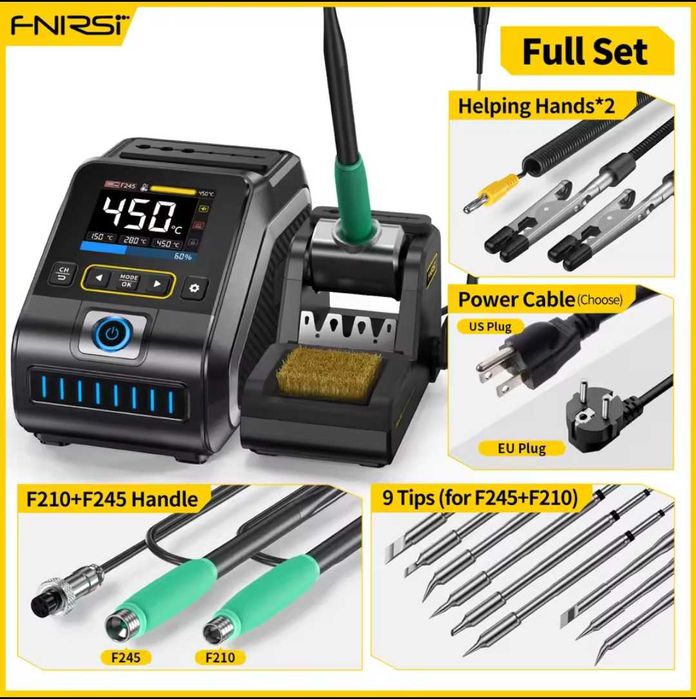 Паяльна станція FNIRSI DWS-200 C210+C245+9 жал максимальний комплект