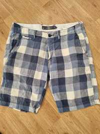 H&M spodnie szorty lekkie na lato męskie krata niebieska rozm.36