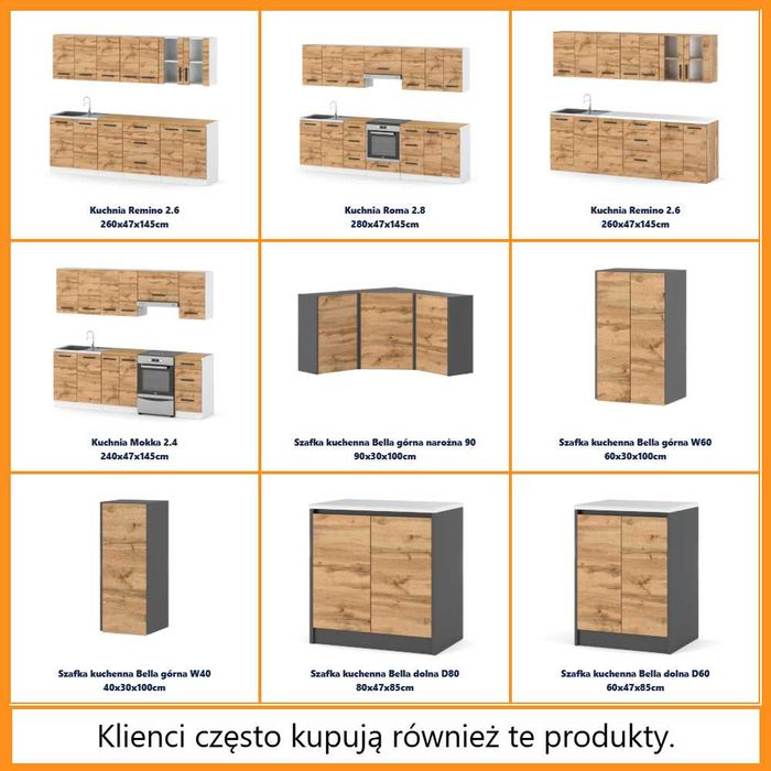 Kuchnia Skandynawska Narożna Bella 4.2m Zestaw Modułowy Szary Wotan