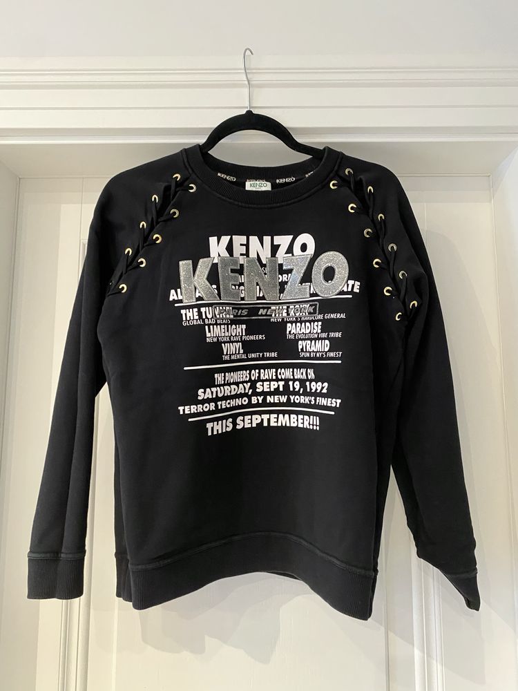 Oryginalna bluza Kenzo Glitter lace up sweatshirt czarna M