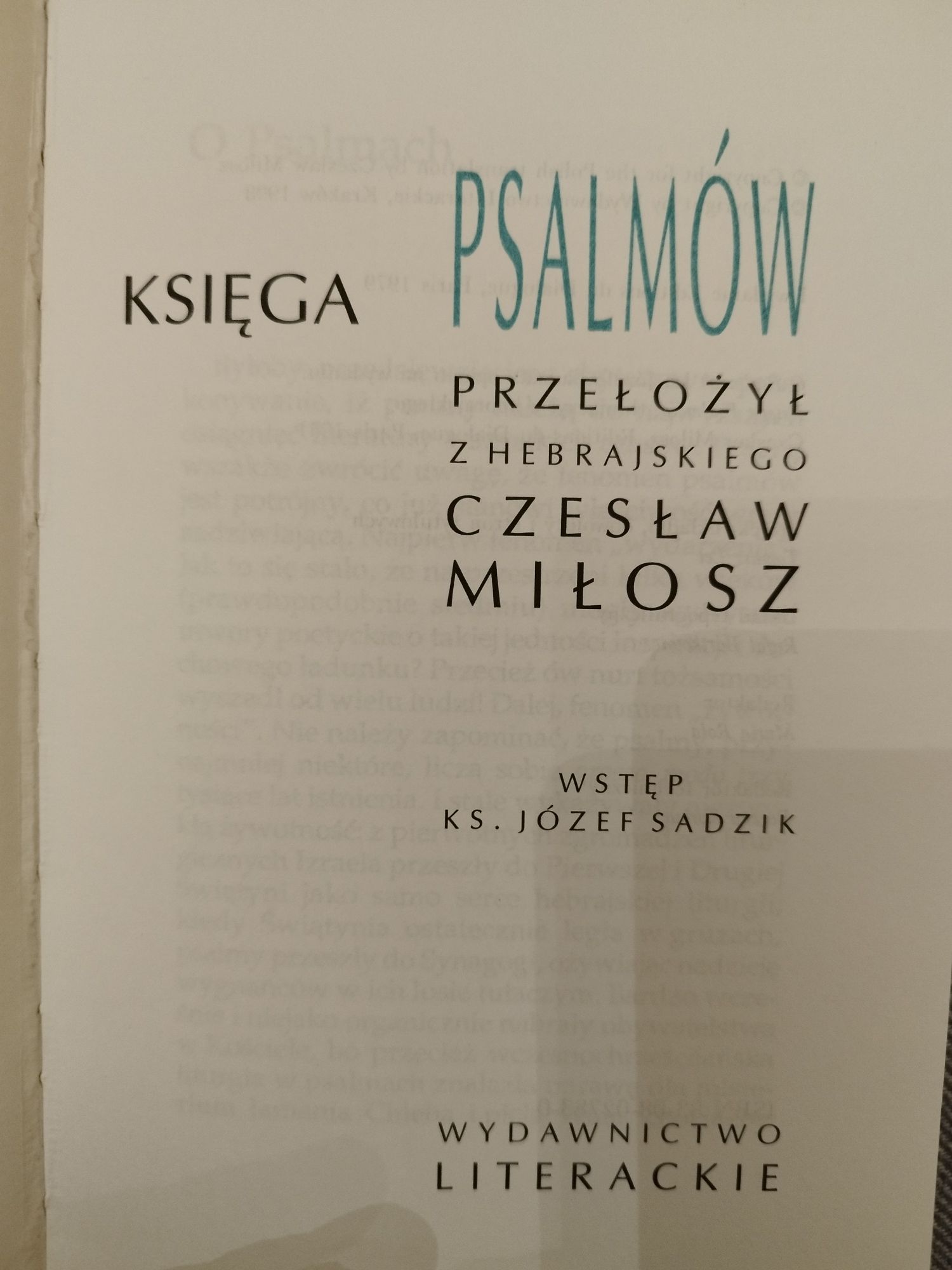 Księga Psalmów w przekładzie z hebrajskiego Czesława Miłosza