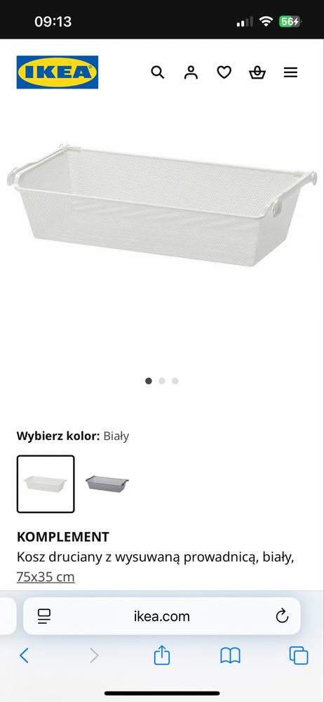 Kosz druciany z wysuwaną prowadnicą
