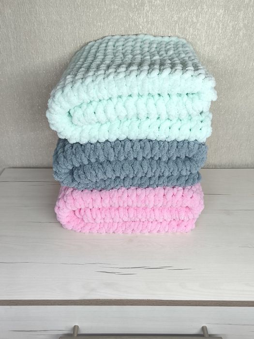 Пледи Alize puffy, в'язаний плед, пледи Алізе пуффі, плед плюшевий