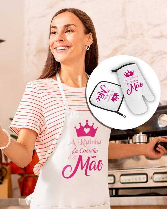 Dia da Mãe - Conjunto de Avental com luva e pega Personalizados