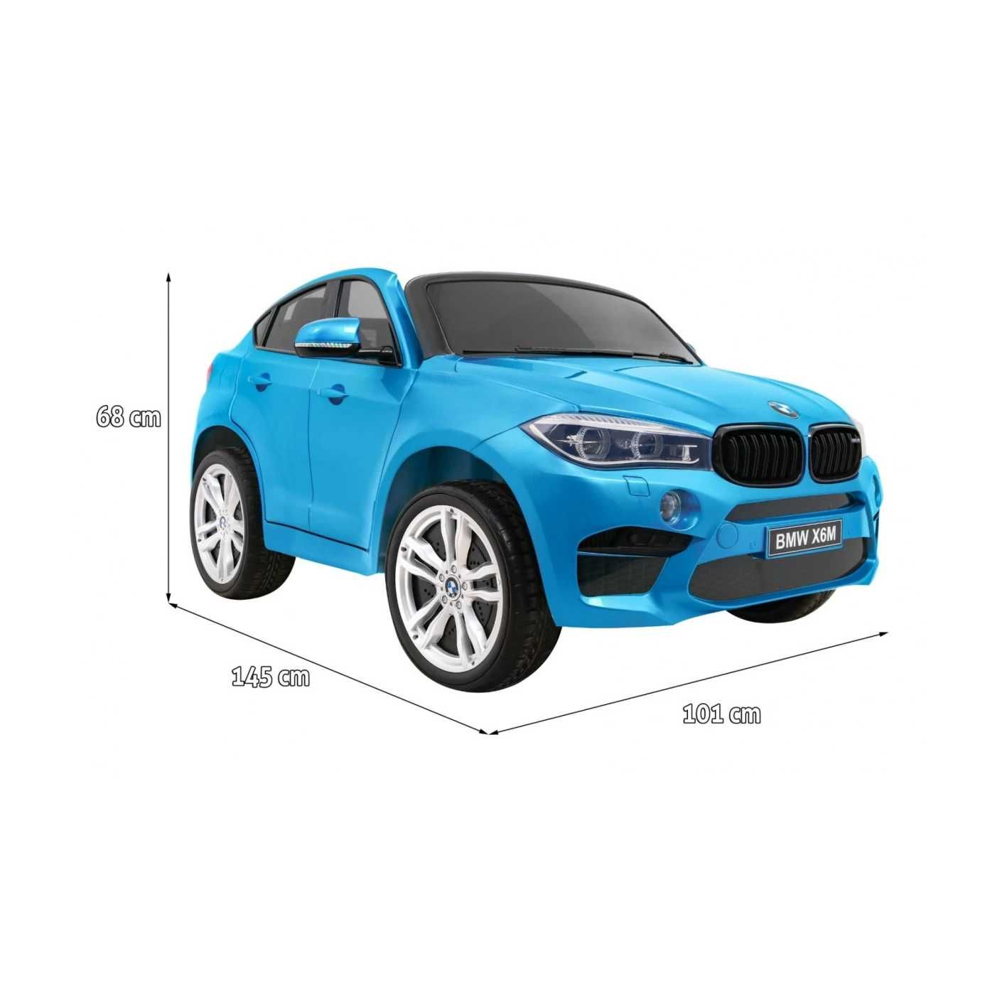 BMW X6M XXL dla 2 dzieci Lakier Niebieski Pilot Ekoskóra MP3 LED pasy