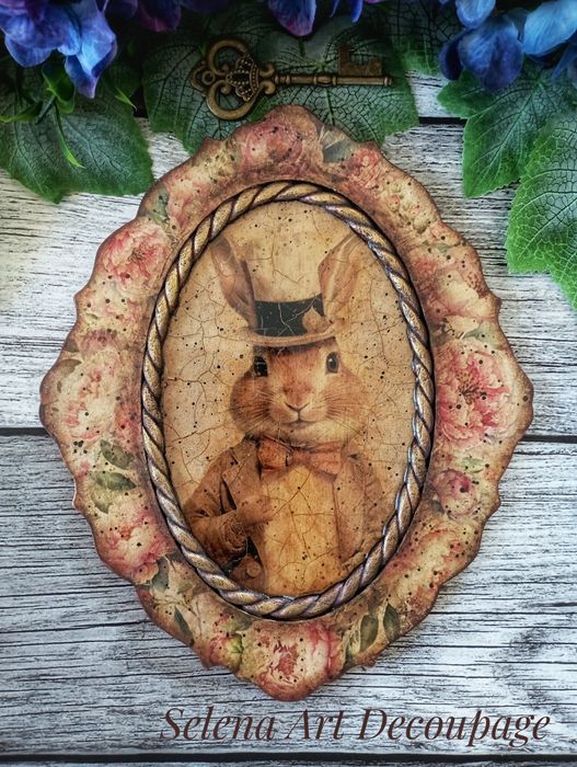 Ozdobny medalion vintage Prowansja shabby chic decoupage