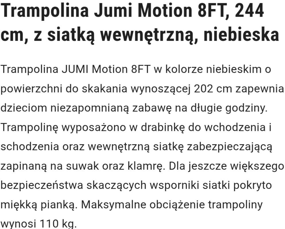 Trampolina nowa  244 cm
