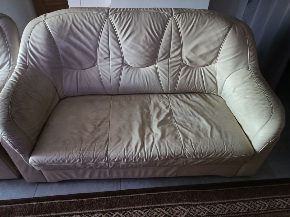 Sofa kanapa rozkładana +fotel skórzany