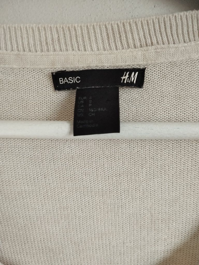 Bluzka dzianinowa, cienki sweter basic, warkocze r. S 36 H&M