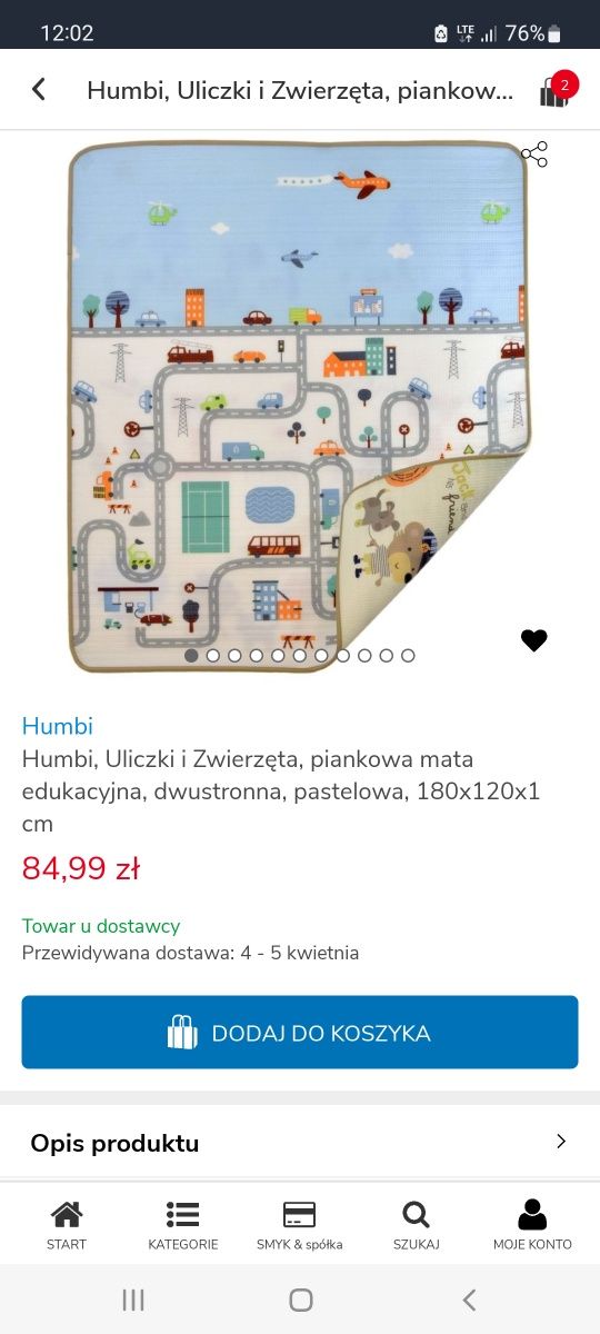 Mata piankowa Humbi zwierzęta ulica 180x120