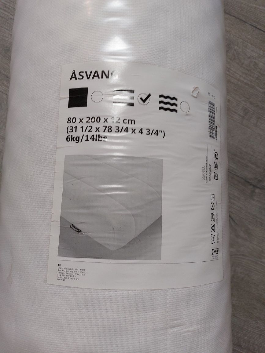 IKEA ASVANG (ІKEA АСВАНГ), Поролоновий матрац, жорсткий/білий, 80x200