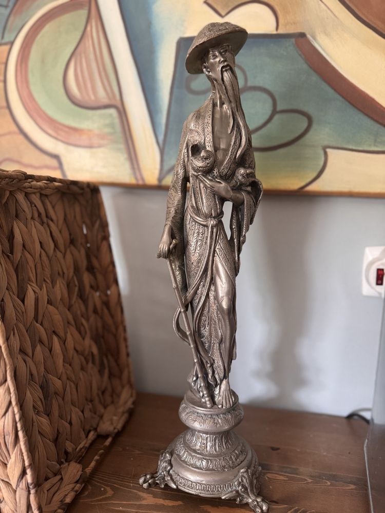 Vintage Estatua Juiz chinês em Estanho maciço