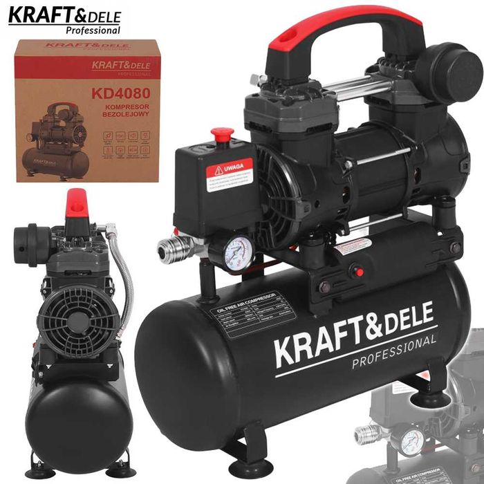 KRAFT&DELE Kompresor Bezolejowy Sprężarka 9l Cichy 8bar 850W KD4080