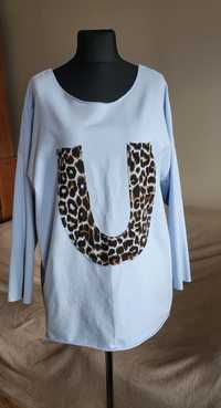 Bluza oversize, panterka U, niebieska, baby blue, 3