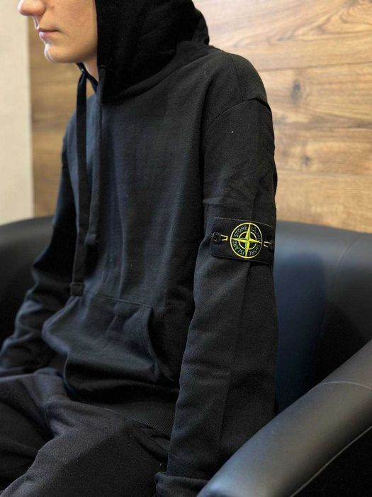 Новий Stone Island Худі чоловіче чорне / Стон Айленд кофта батник