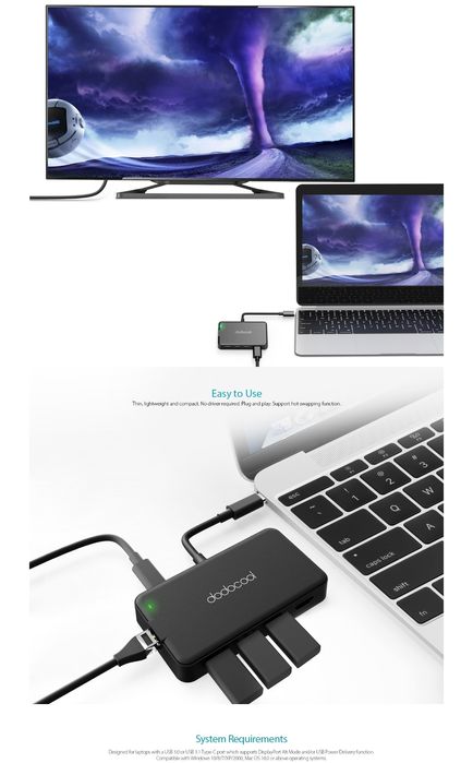 hub USB-C multifuncional 7 em 1 dodocool