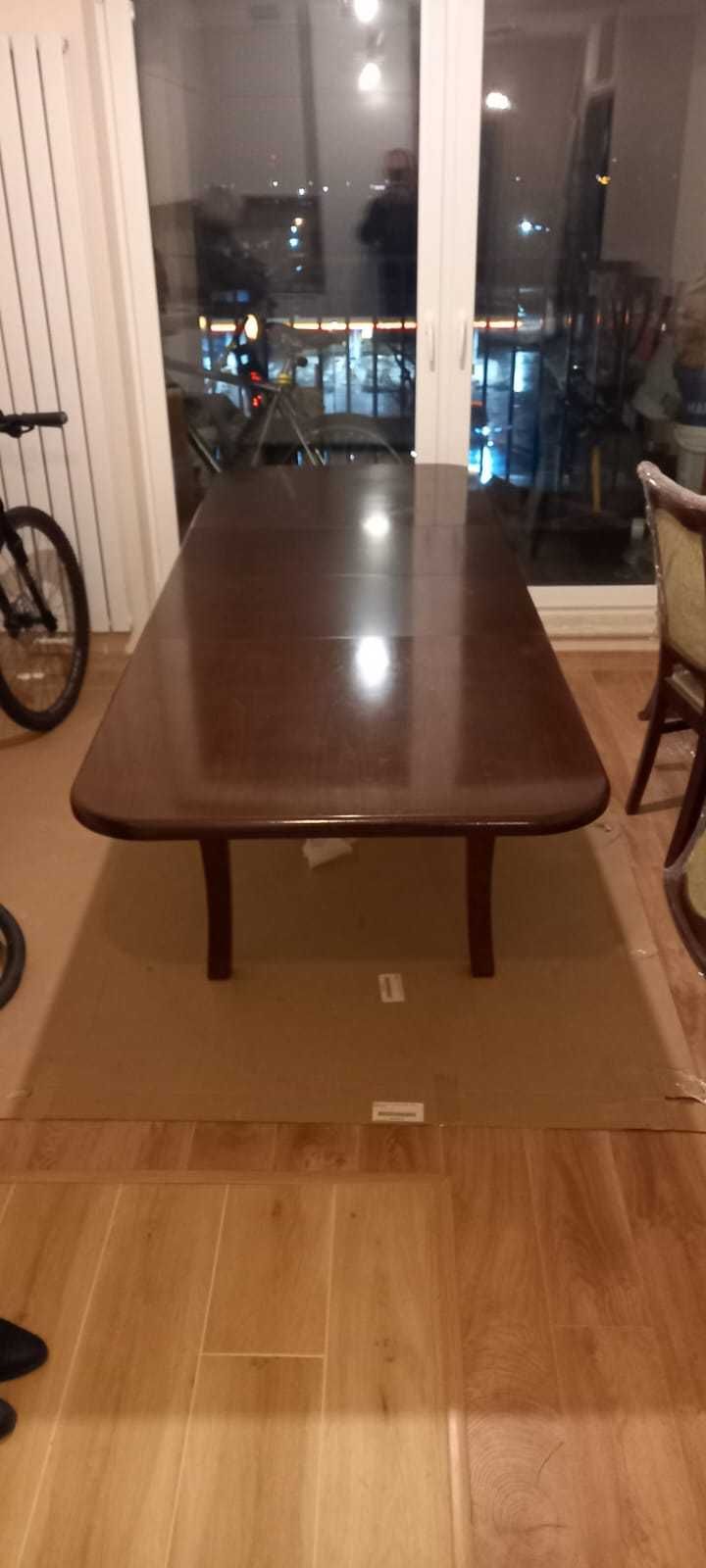 Stół drewniany rozkładany + 8 krzeseł -  KOMPLET 160-250cmx90cm