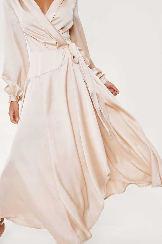 NASTY GAL | sukienka kopertowa maxi NOWA 32/34