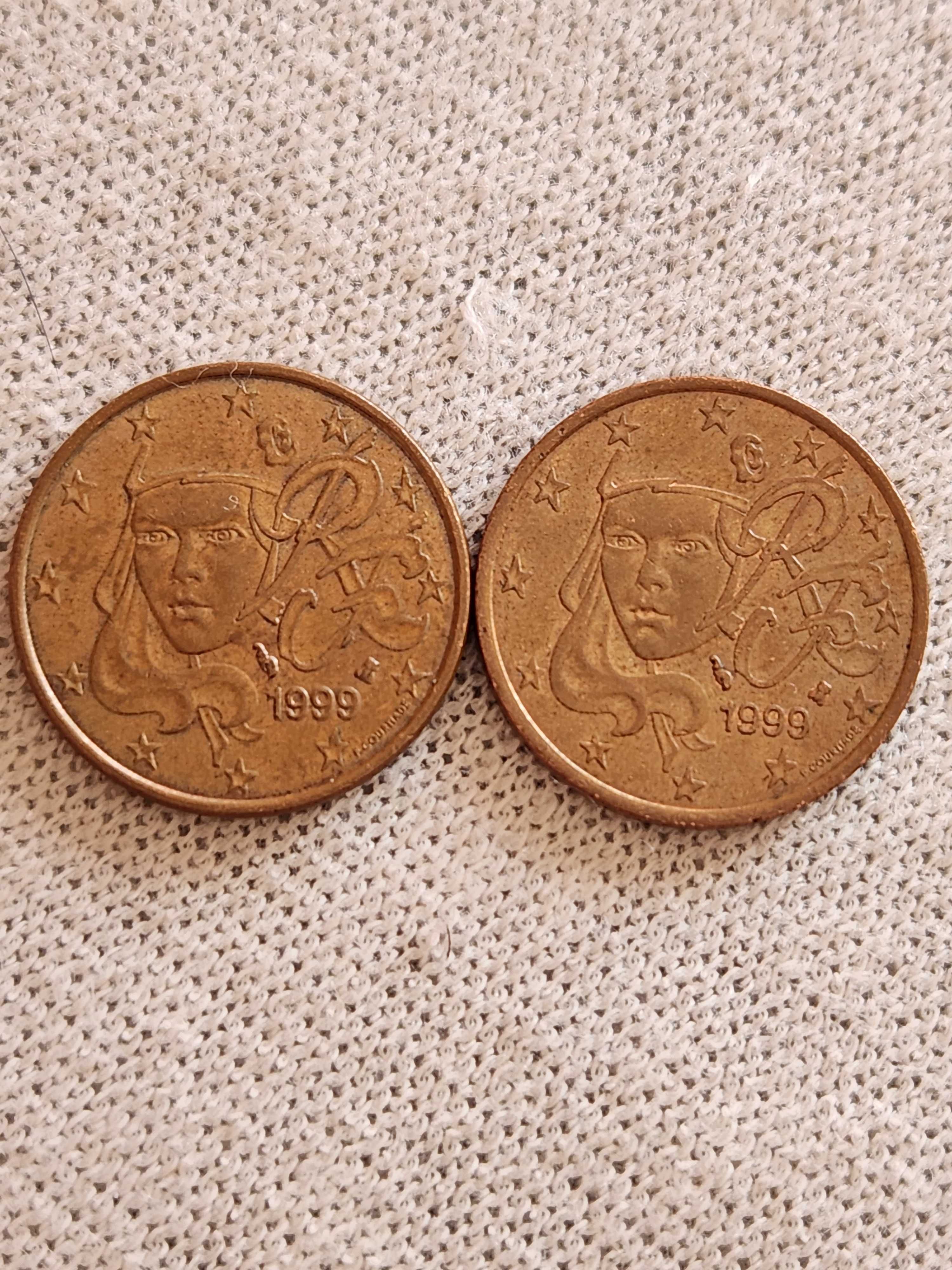 Duas moedas de 5 cêntimos de euro de 1999