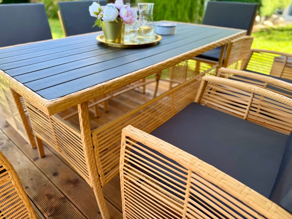 Komplet mebli ogrodowych technorattanowych Tulum – stół i 6 krzeseł