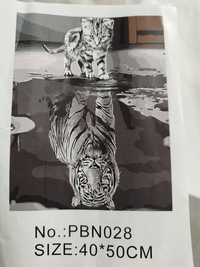 Malowanie po numerach kot/tygrys 40x50