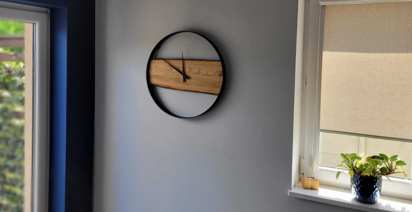 Dębowy zegar 60cm ścienny Loft, Industrial. Rękodzieło, Prezent