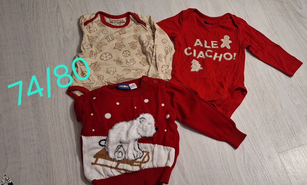 Świąteczny zestaw body sweter 74/80