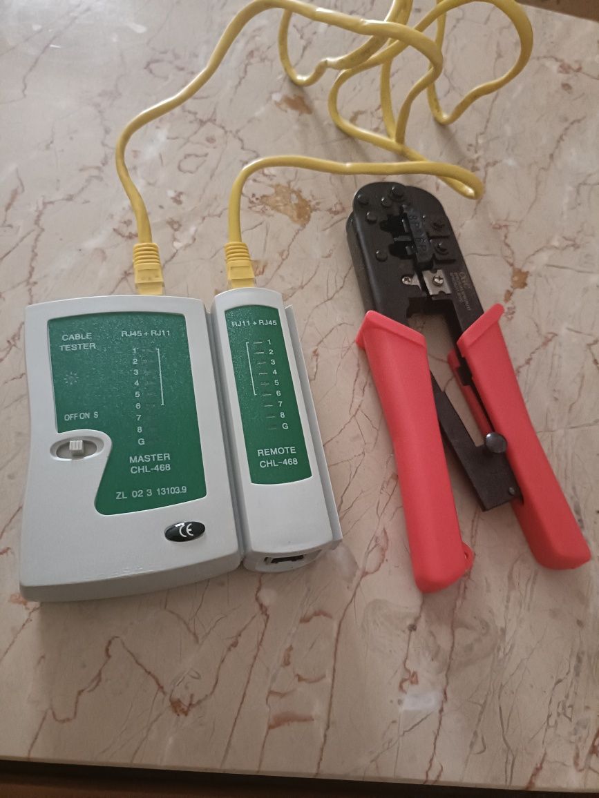 Teste RJ e alicate de cabeamento RJ