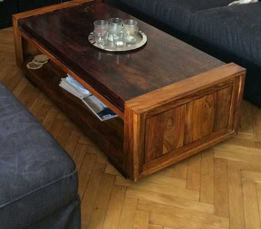 Stolik kawowy kolonialny z litego palisandru