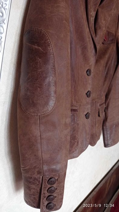 Куртка-пиджак женский, натуральная кожа, р.46, M