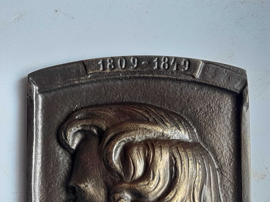 Plakieta Fryderyk Chopin, mosiądz 10,5 cm