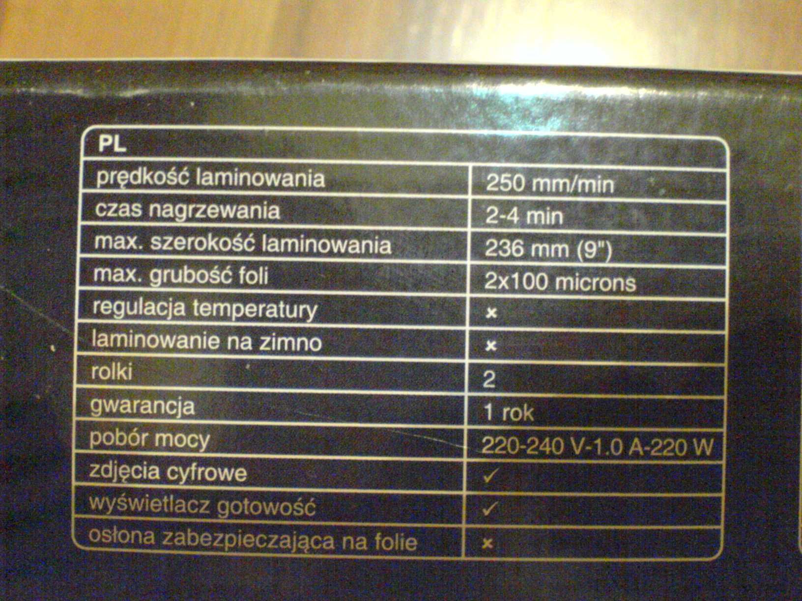 Laminator dokumentów pavo 250 mm/min szer. laminowania 236 mm automat