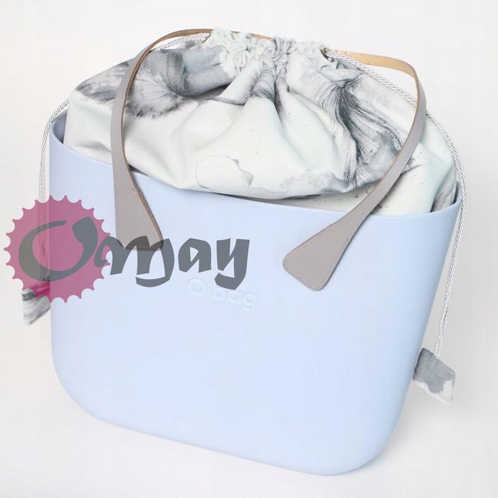 Szary organizer OBAG STANDARD worek welur pióra czarne 2kieszenie OMAY