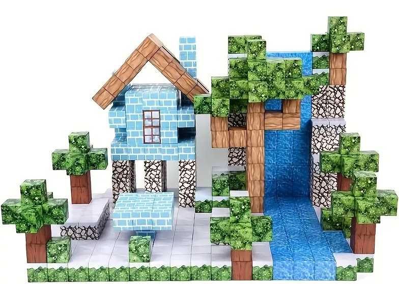 Minecraft Магнітний конструктор Майнкрафт 100 блоків Будинок з водосп